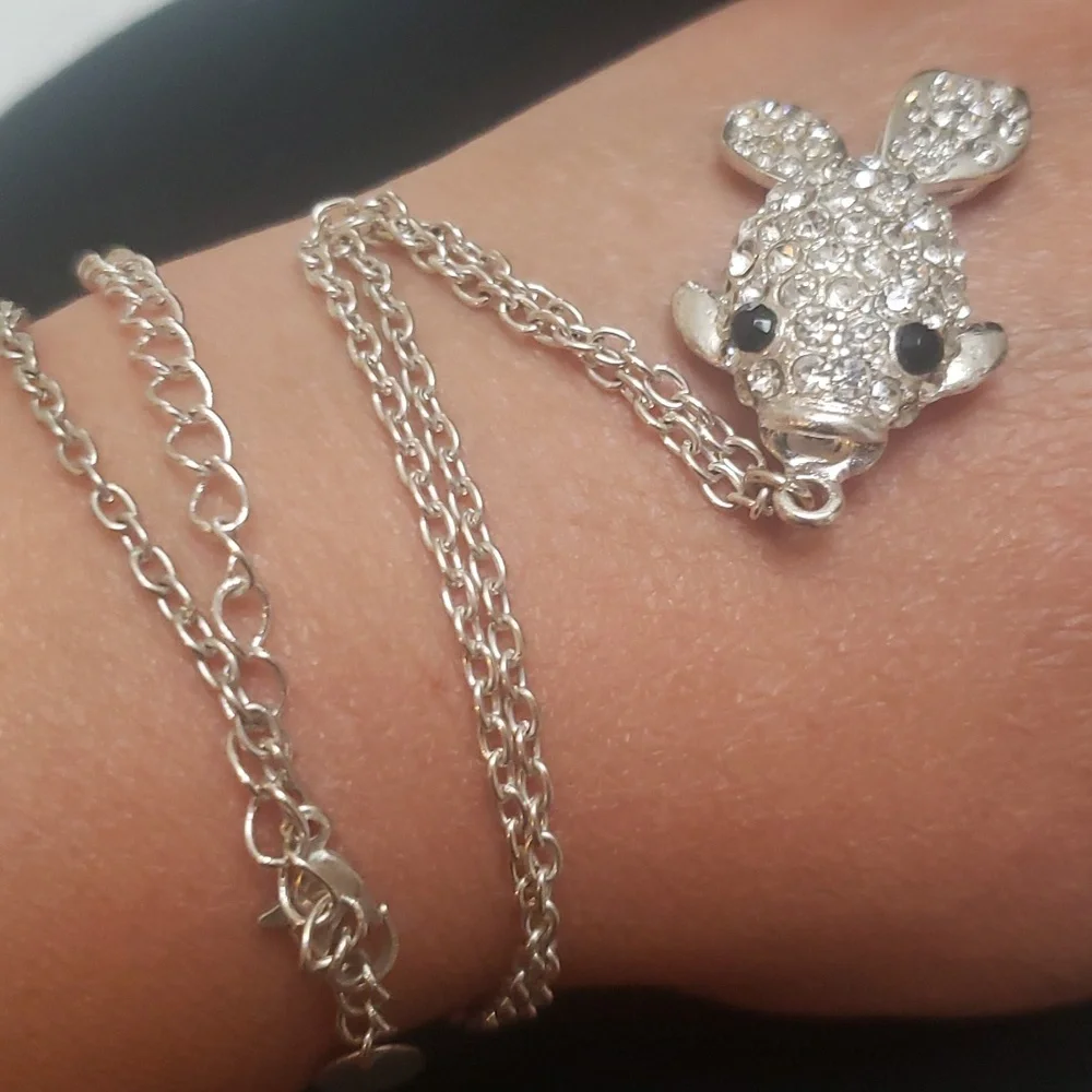 CLAIRE'S Silver CZ Fish Pendant.